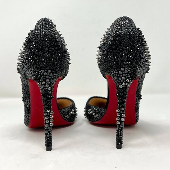 Christian Louboutin Iriza Bling Bang Crystal Spike Suede Pumps 37 - Picture 4 of 8